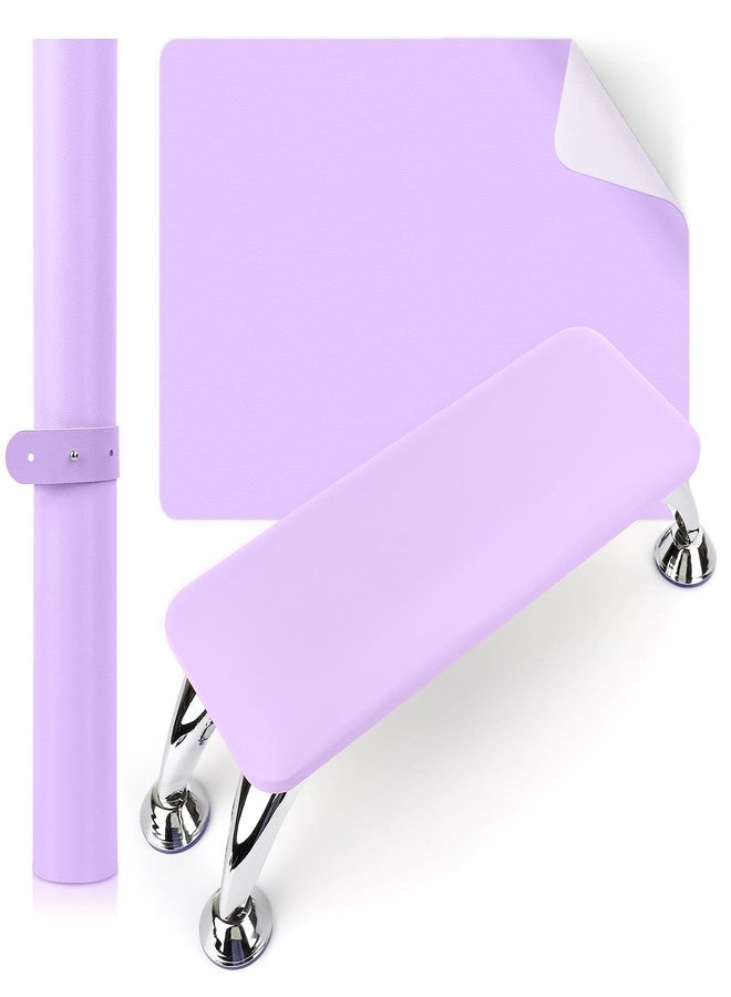 LIONVISON Nail Arm Rest for Acrylic Nails with Nail Table Mat, Microfiber Leather Nail Hand Rest Cushion for Nails, Soft Hand Pillow Footstool with Foldable Nail Art Hand Rest Pad for Nail Tech Use (Purple) - Image 1
